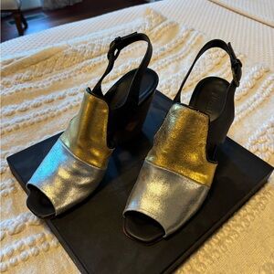 Rachel Comey Gold and Silver Women's Slingback Heels 8.5